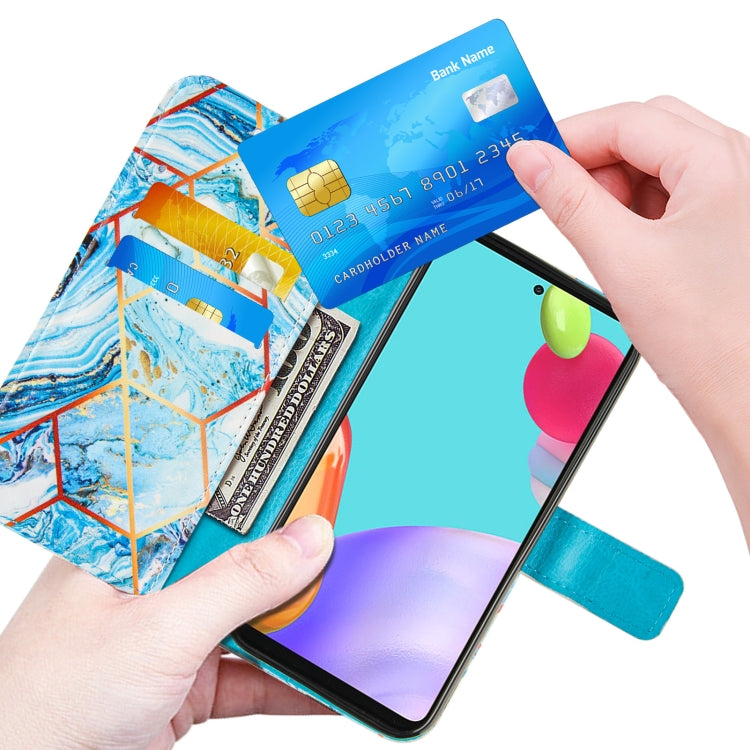 For Samsung Galaxy A52 5G / 4G Marble Stitching Horizontal Flip PU Leather Case with Holder & Card Slots & Wallet & Lanyard