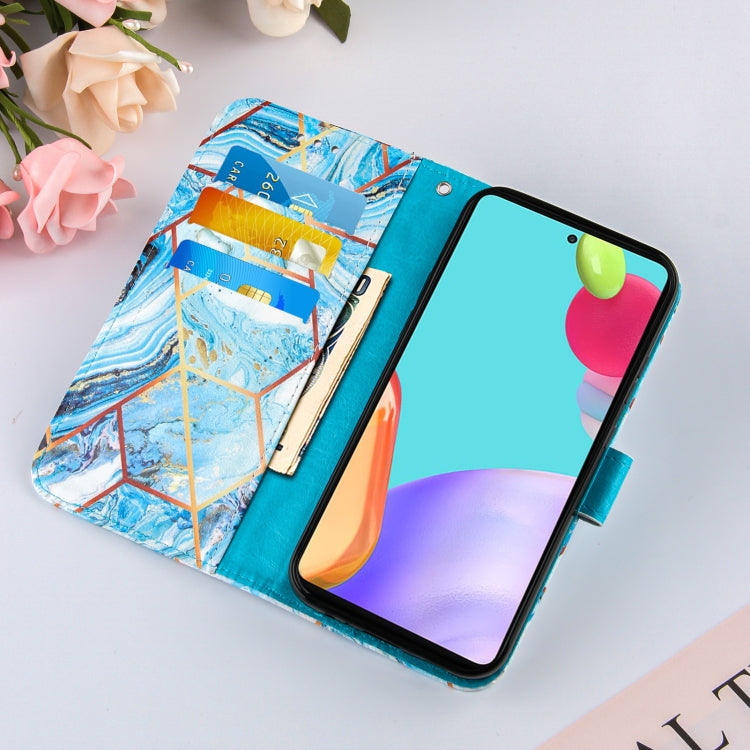 For Samsung Galaxy A52 5G / 4G Marble Stitching Horizontal Flip PU Leather Case with Holder & Card Slots & Wallet & Lanyard