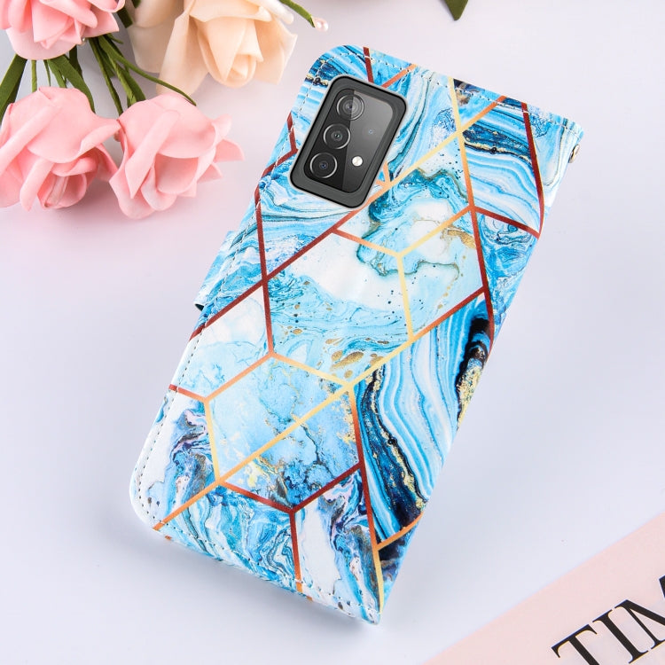 For Samsung Galaxy A52 5G / 4G Marble Stitching Horizontal Flip PU Leather Case with Holder & Card Slots & Wallet & Lanyard