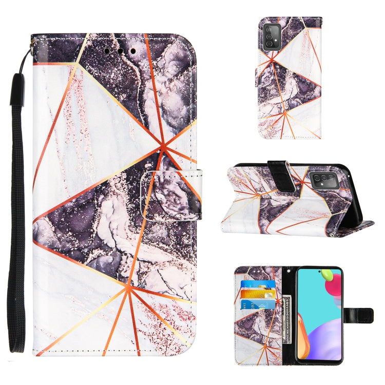 For Samsung Galaxy A52 5G / 4G Marble Stitching Horizontal Flip PU Leather Case with Holder & Card Slots & Wallet & Lanyard