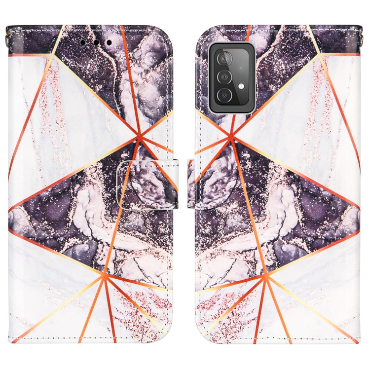 For Samsung Galaxy A52 5G / 4G Marble Stitching Horizontal Flip PU Leather Case with Holder & Card Slots & Wallet & Lanyard