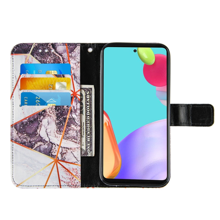 For Samsung Galaxy A52 5G / 4G Marble Stitching Horizontal Flip PU Leather Case with Holder & Card Slots & Wallet & Lanyard