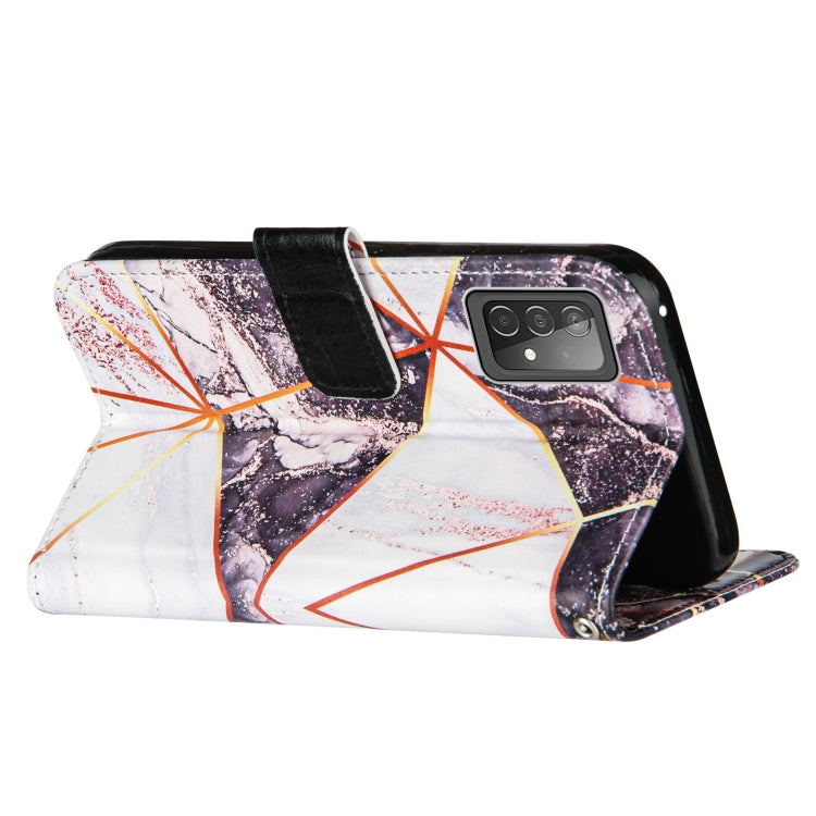 For Samsung Galaxy A52 5G / 4G Marble Stitching Horizontal Flip PU Leather Case with Holder & Card Slots & Wallet & Lanyard