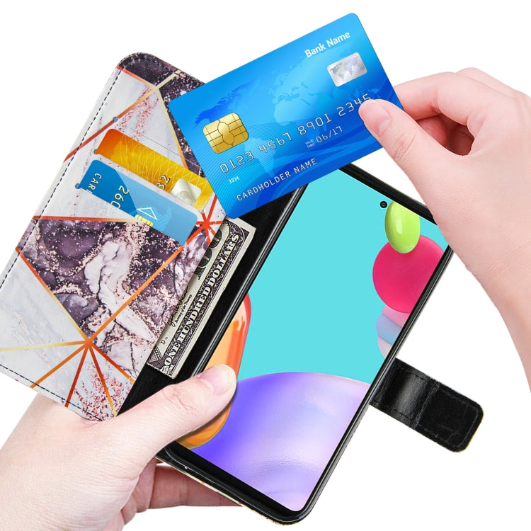 For Samsung Galaxy A52 5G / 4G Marble Stitching Horizontal Flip PU Leather Case with Holder & Card Slots & Wallet & Lanyard