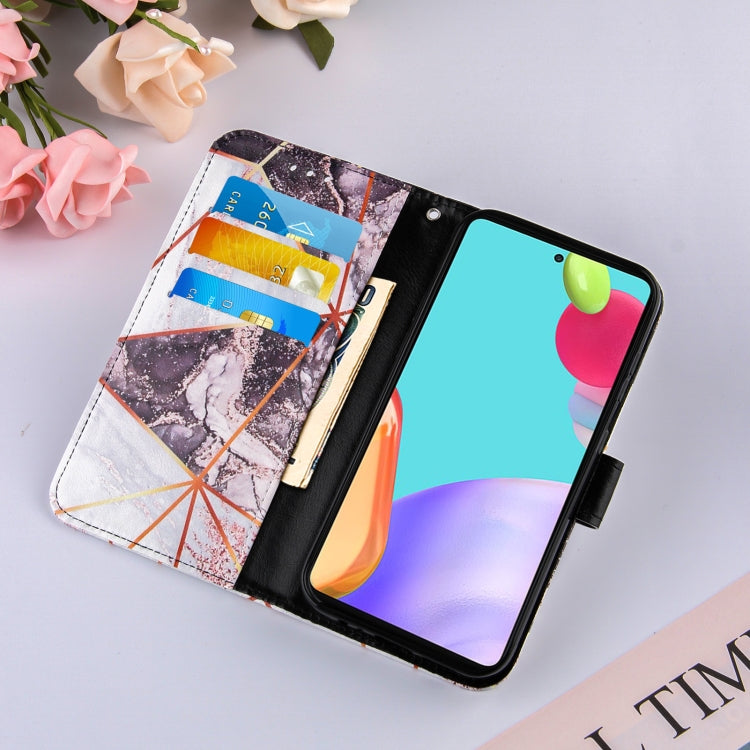For Samsung Galaxy A52 5G / 4G Marble Stitching Horizontal Flip PU Leather Case with Holder & Card Slots & Wallet & Lanyard