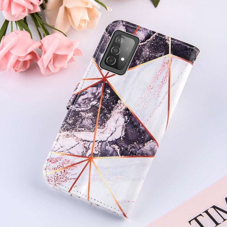 For Samsung Galaxy A52 5G / 4G Marble Stitching Horizontal Flip PU Leather Case with Holder & Card Slots & Wallet & Lanyard