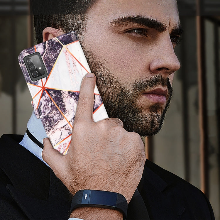 For Samsung Galaxy A52 5G / 4G Marble Stitching Horizontal Flip PU Leather Case with Holder & Card Slots & Wallet & Lanyard