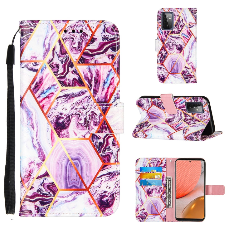For Samsung Galaxy A72 5G /4G Marble Stitching Horizontal Flip PU Leather Case with Holder & Card Slots & Wallet & Lanyard