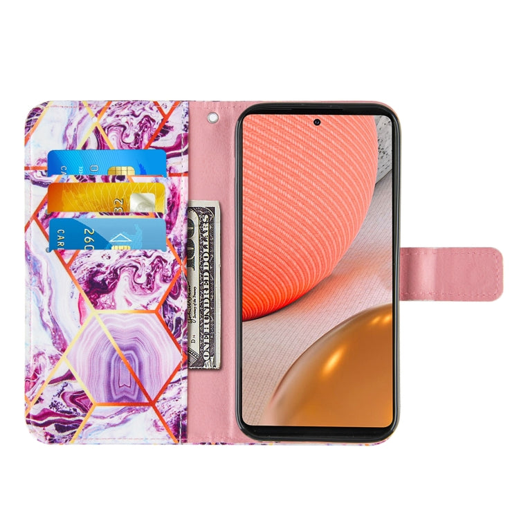 For Samsung Galaxy A72 5G /4G Marble Stitching Horizontal Flip PU Leather Case with Holder & Card Slots & Wallet & Lanyard