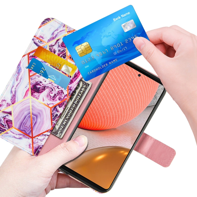 For Samsung Galaxy A72 5G /4G Marble Stitching Horizontal Flip PU Leather Case with Holder & Card Slots & Wallet & Lanyard