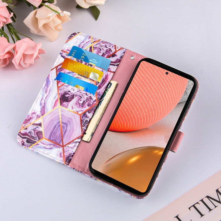 For Samsung Galaxy A72 5G /4G Marble Stitching Horizontal Flip PU Leather Case with Holder & Card Slots & Wallet & Lanyard