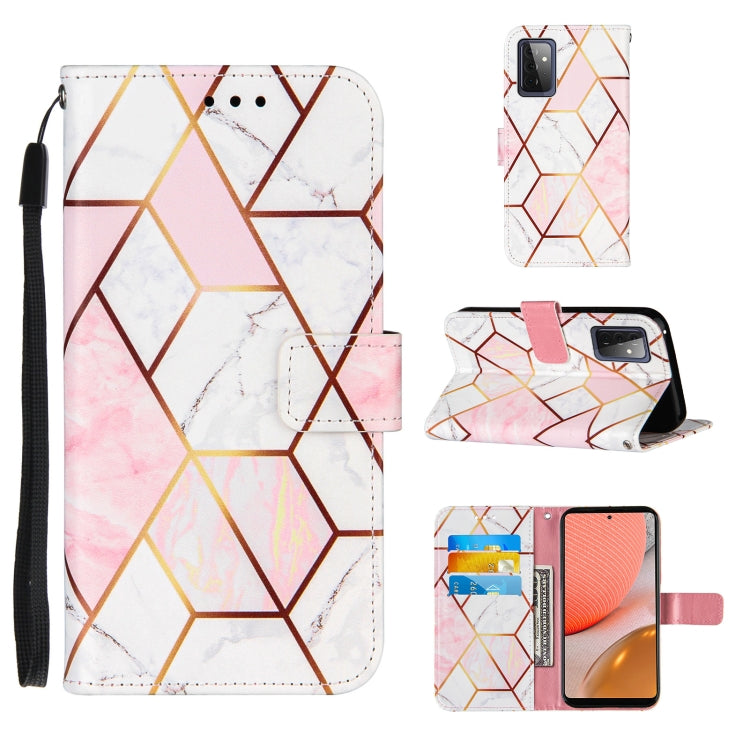 For Samsung Galaxy A72 5G /4G Marble Stitching Horizontal Flip PU Leather Case with Holder & Card Slots & Wallet & Lanyard