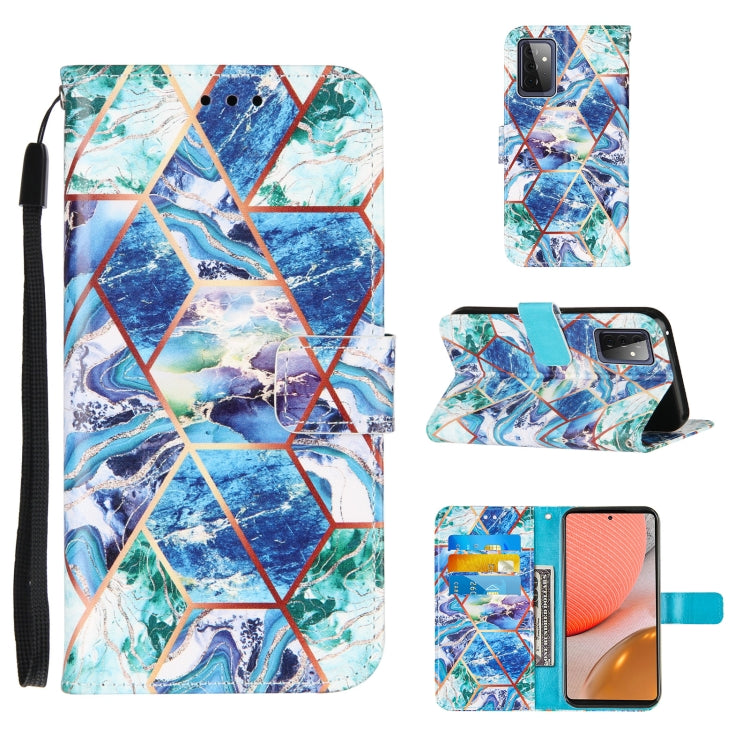 For Samsung Galaxy A72 5G /4G Marble Stitching Horizontal Flip PU Leather Case with Holder & Card Slots & Wallet & Lanyard