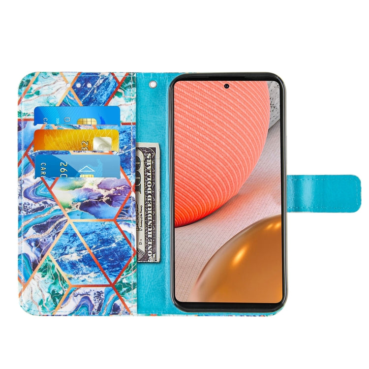 For Samsung Galaxy A72 5G /4G Marble Stitching Horizontal Flip PU Leather Case with Holder & Card Slots & Wallet & Lanyard