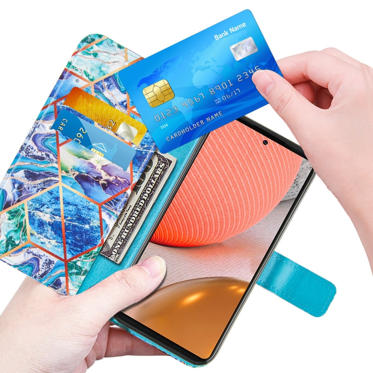 For Samsung Galaxy A72 5G /4G Marble Stitching Horizontal Flip PU Leather Case with Holder & Card Slots & Wallet & Lanyard
