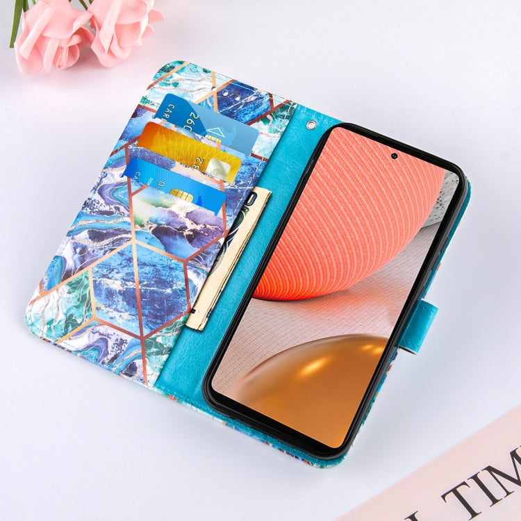 For Samsung Galaxy A72 5G /4G Marble Stitching Horizontal Flip PU Leather Case with Holder & Card Slots & Wallet & Lanyard