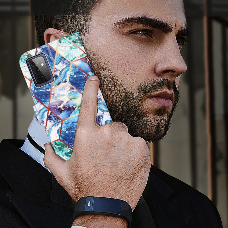 For Samsung Galaxy A72 5G /4G Marble Stitching Horizontal Flip PU Leather Case with Holder & Card Slots & Wallet & Lanyard