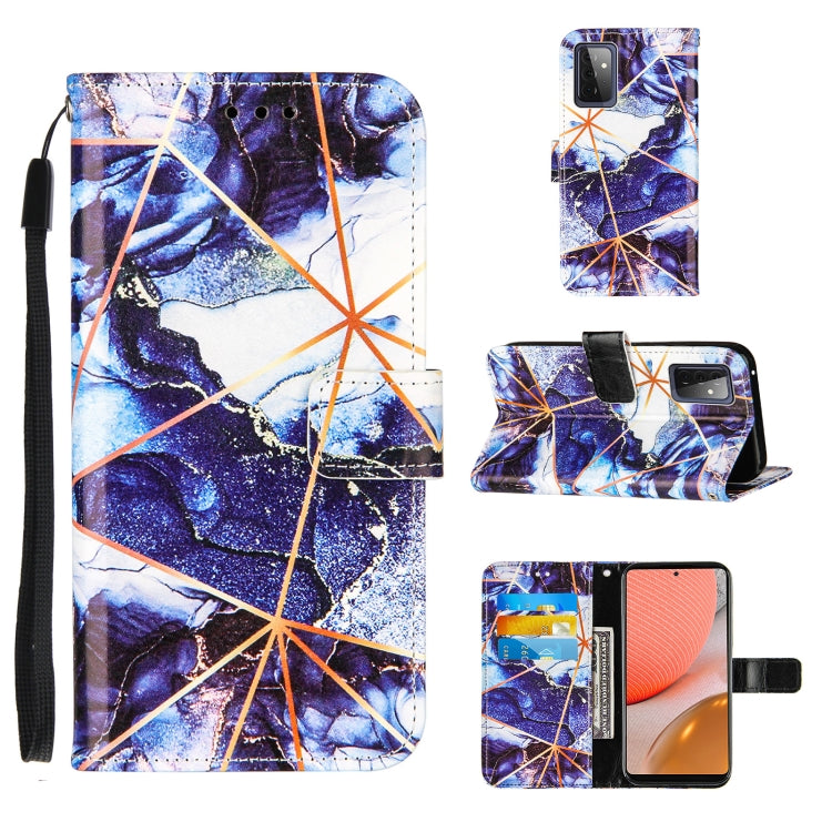 For Samsung Galaxy A72 5G /4G Marble Stitching Horizontal Flip PU Leather Case with Holder & Card Slots & Wallet & Lanyard
