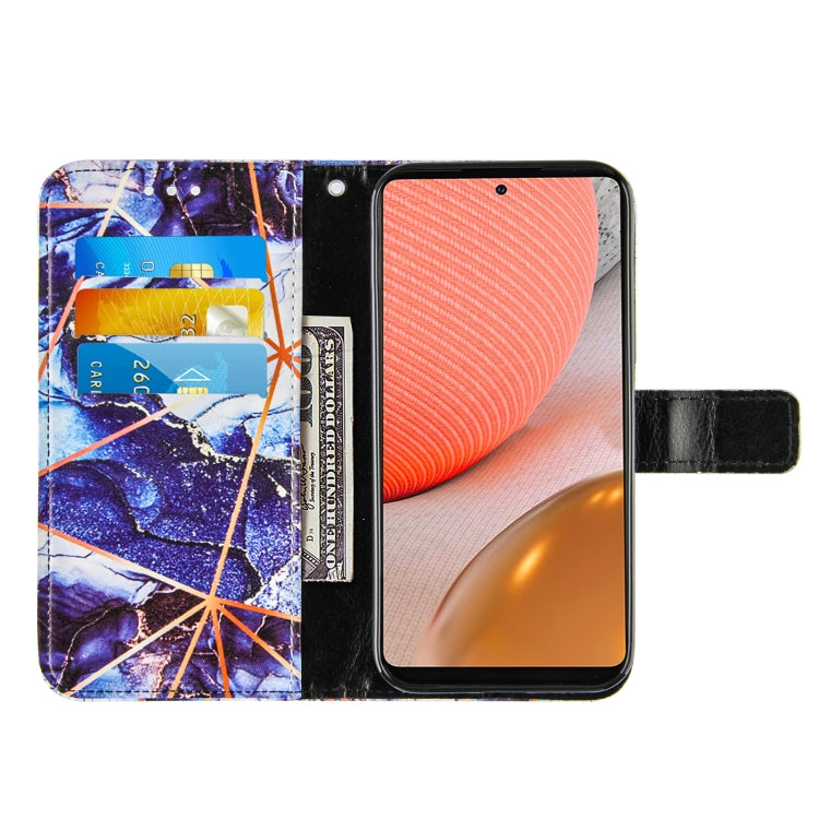 For Samsung Galaxy A72 5G /4G Marble Stitching Horizontal Flip PU Leather Case with Holder & Card Slots & Wallet & Lanyard