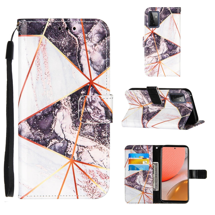 For Samsung Galaxy A72 5G /4G Marble Stitching Horizontal Flip PU Leather Case with Holder & Card Slots & Wallet & Lanyard