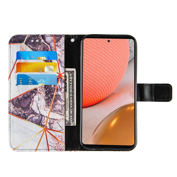 For Samsung Galaxy A72 5G /4G Marble Stitching Horizontal Flip PU Leather Case with Holder & Card Slots & Wallet & Lanyard