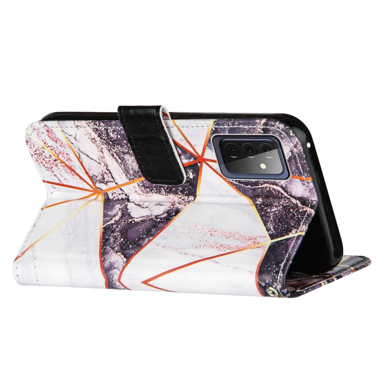 For Samsung Galaxy A72 5G /4G Marble Stitching Horizontal Flip PU Leather Case with Holder & Card Slots & Wallet & Lanyard