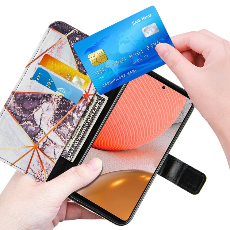For Samsung Galaxy A72 5G /4G Marble Stitching Horizontal Flip PU Leather Case with Holder & Card Slots & Wallet & Lanyard