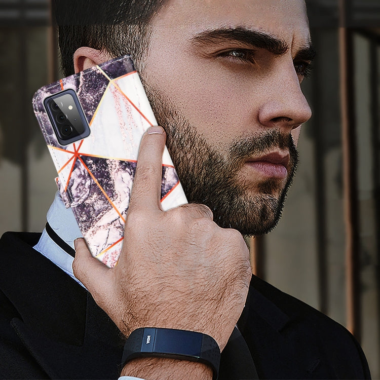 For Samsung Galaxy A72 5G /4G Marble Stitching Horizontal Flip PU Leather Case with Holder & Card Slots & Wallet & Lanyard