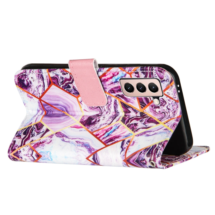 For Samsung Galaxy S21 5G Marble Stitching Horizontal Flip PU Leather Case with Holder & Card Slots & Wallet & Lanyard