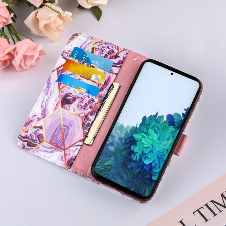 For Samsung Galaxy S21 5G Marble Stitching Horizontal Flip PU Leather Case with Holder & Card Slots & Wallet & Lanyard