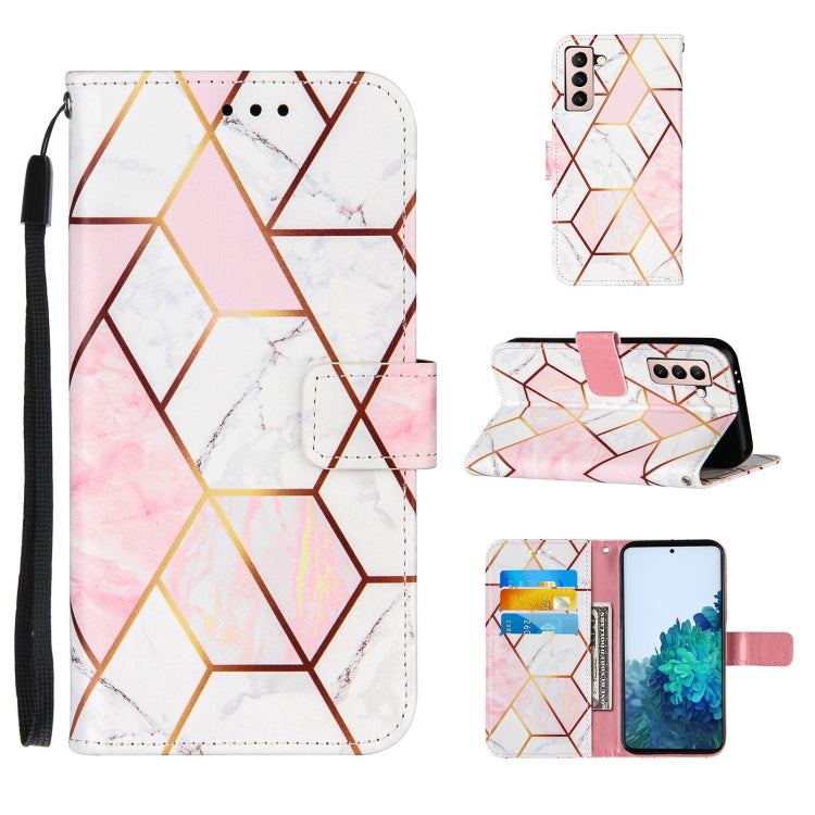 For Samsung Galaxy S21 5G Marble Stitching Horizontal Flip PU Leather Case with Holder & Card Slots & Wallet & Lanyard