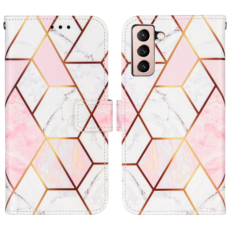 For Samsung Galaxy S21 5G Marble Stitching Horizontal Flip PU Leather Case with Holder & Card Slots & Wallet & Lanyard