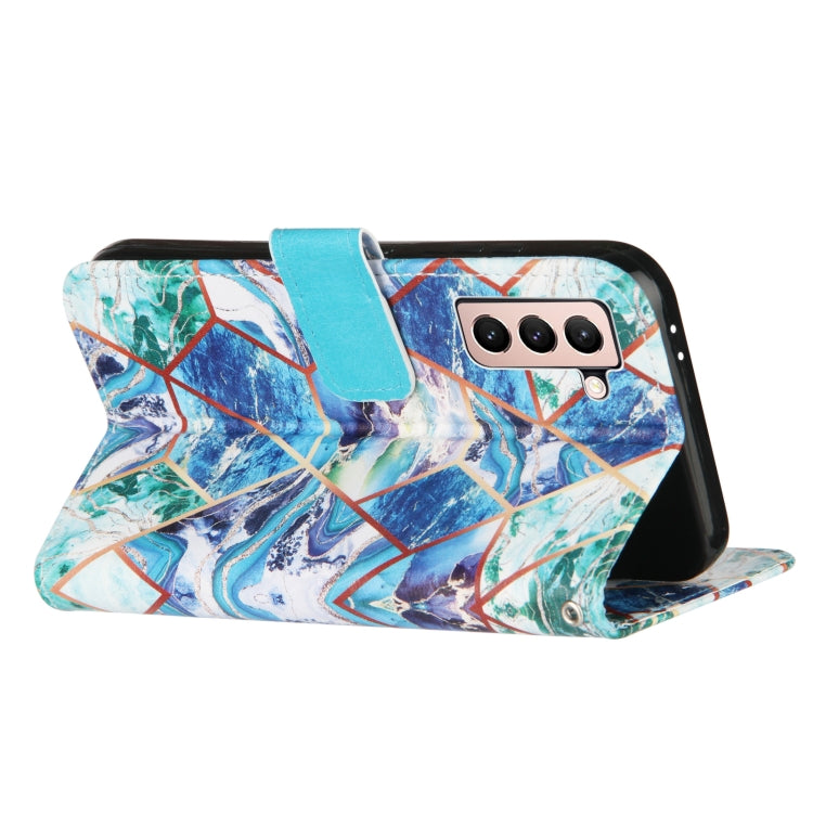 For Samsung Galaxy S21 5G Marble Stitching Horizontal Flip PU Leather Case with Holder & Card Slots & Wallet & Lanyard