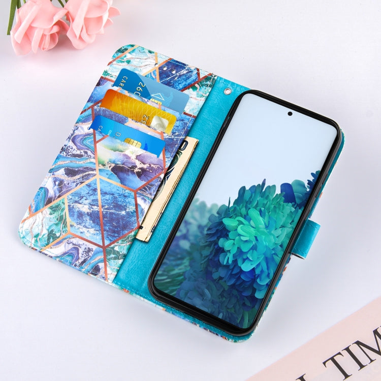 For Samsung Galaxy S21 5G Marble Stitching Horizontal Flip PU Leather Case with Holder & Card Slots & Wallet & Lanyard