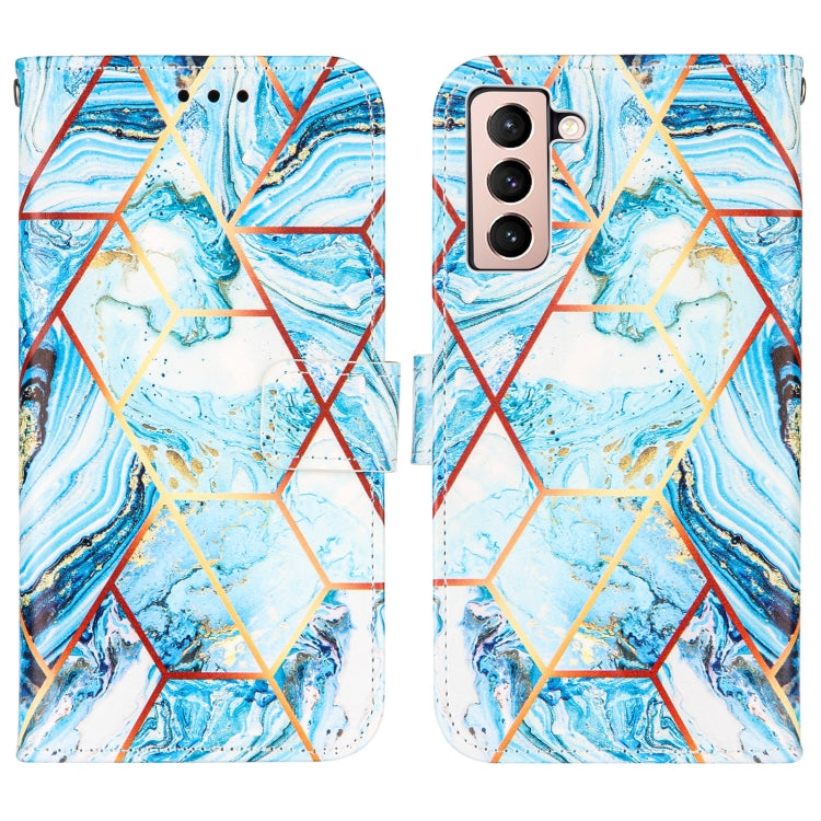 For Samsung Galaxy S21 5G Marble Stitching Horizontal Flip PU Leather Case with Holder & Card Slots & Wallet & Lanyard