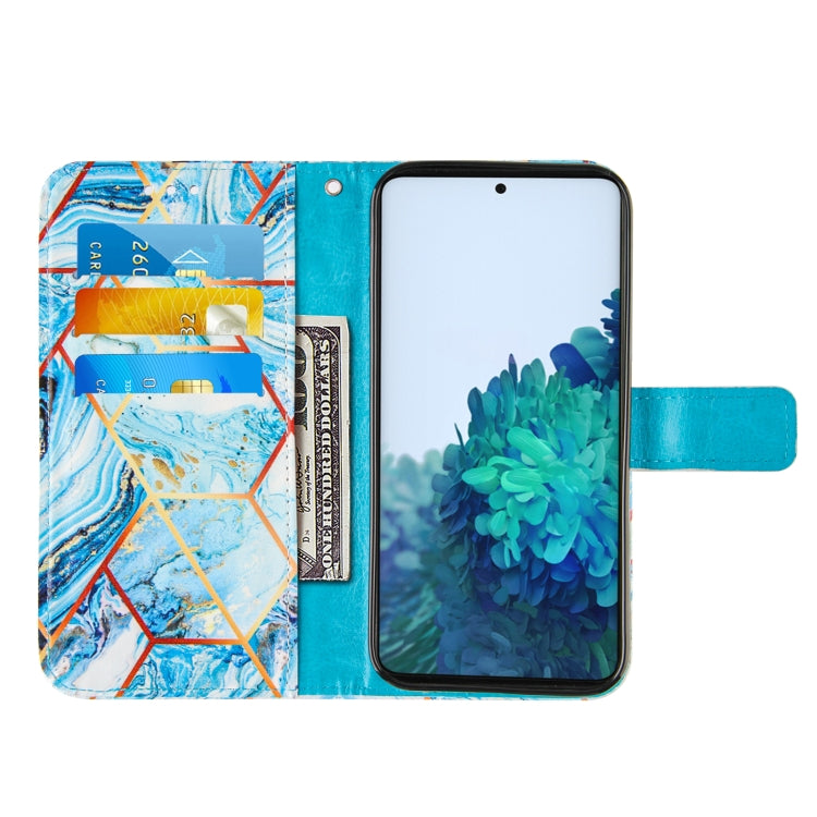 For Samsung Galaxy S21 5G Marble Stitching Horizontal Flip PU Leather Case with Holder & Card Slots & Wallet & Lanyard