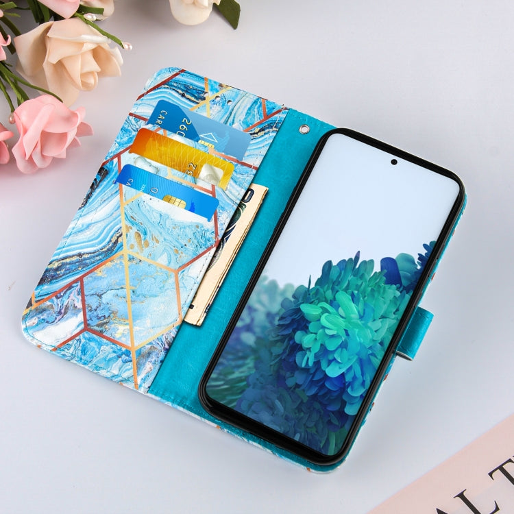 For Samsung Galaxy S21 5G Marble Stitching Horizontal Flip PU Leather Case with Holder & Card Slots & Wallet & Lanyard