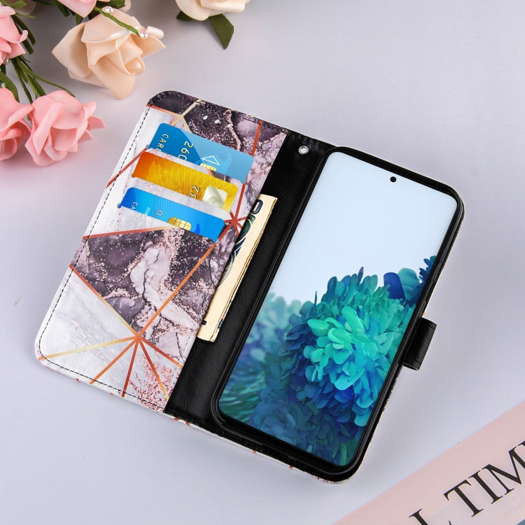 For Samsung Galaxy S21 5G Marble Stitching Horizontal Flip PU Leather Case with Holder & Card Slots & Wallet & Lanyard