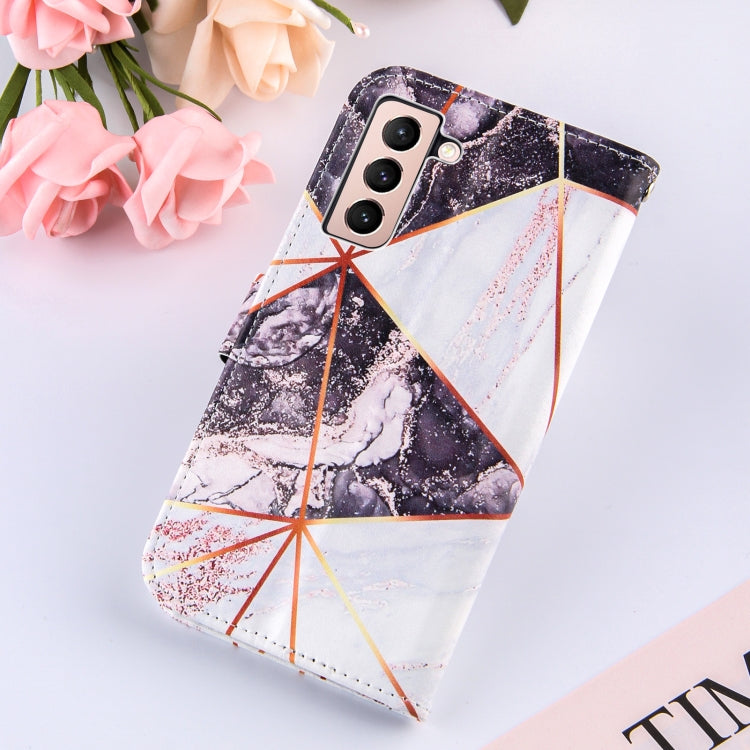For Samsung Galaxy S21 5G Marble Stitching Horizontal Flip PU Leather Case with Holder & Card Slots & Wallet & Lanyard