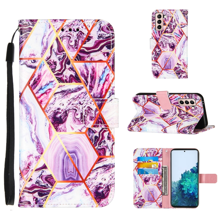 For Samsung Galaxy S21+ 5G Marble Stitching Horizontal Flip PU Leather Case with Holder & Card Slots & Wallet & Lanyard