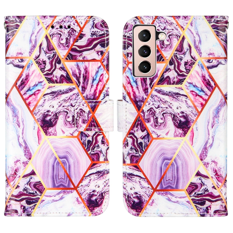 For Samsung Galaxy S21+ 5G Marble Stitching Horizontal Flip PU Leather Case with Holder & Card Slots & Wallet & Lanyard