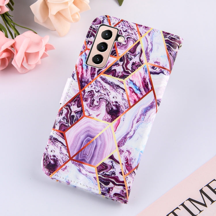 For Samsung Galaxy S21+ 5G Marble Stitching Horizontal Flip PU Leather Case with Holder & Card Slots & Wallet & Lanyard