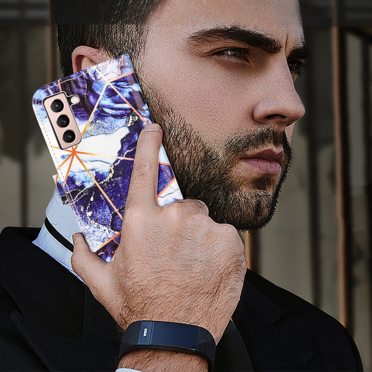 For Samsung Galaxy S21+ 5G Marble Stitching Horizontal Flip PU Leather Case with Holder & Card Slots & Wallet & Lanyard