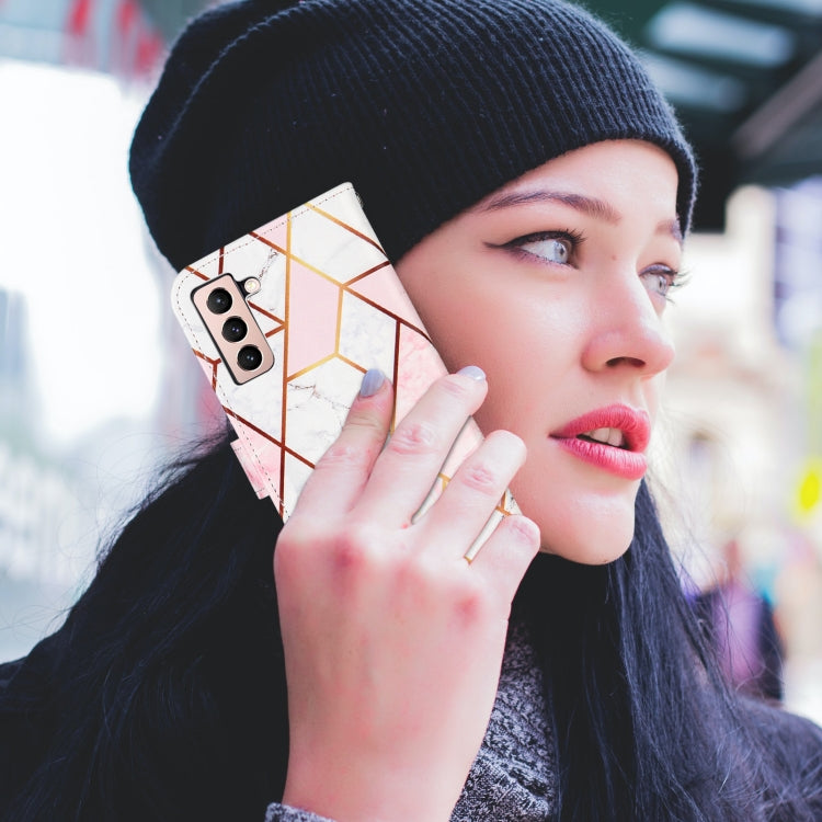 For Samsung Galaxy S21+ 5G Marble Stitching Horizontal Flip PU Leather Case with Holder & Card Slots & Wallet & Lanyard
