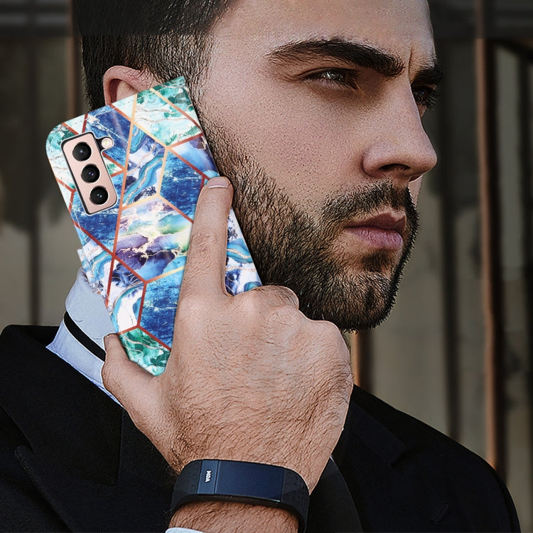 For Samsung Galaxy S21+ 5G Marble Stitching Horizontal Flip PU Leather Case with Holder & Card Slots & Wallet & Lanyard