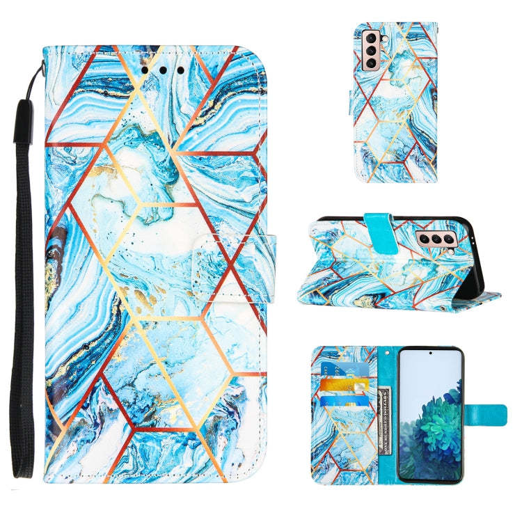 For Samsung Galaxy S21+ 5G Marble Stitching Horizontal Flip PU Leather Case with Holder & Card Slots & Wallet & Lanyard