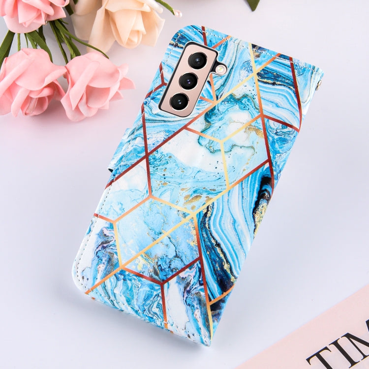 For Samsung Galaxy S21+ 5G Marble Stitching Horizontal Flip PU Leather Case with Holder & Card Slots & Wallet & Lanyard