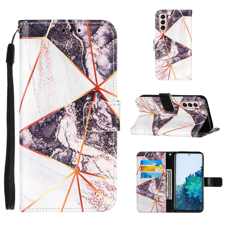 For Samsung Galaxy S21+ 5G Marble Stitching Horizontal Flip PU Leather Case with Holder & Card Slots & Wallet & Lanyard