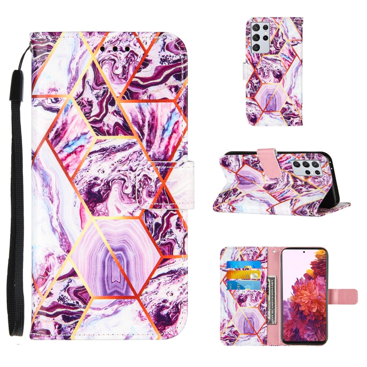 For Samsung Galaxy S21 Ultra 5G Marble Stitching Horizontal Flip PU Leather Case with Holder & Card Slots & Wallet & Lanyard