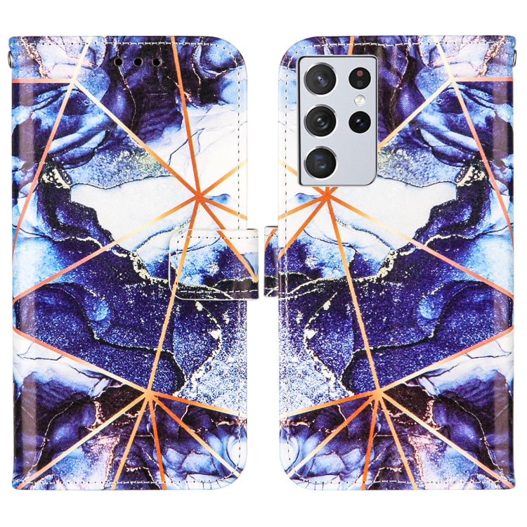 For Samsung Galaxy S21 Ultra 5G Marble Stitching Horizontal Flip PU Leather Case with Holder & Card Slots & Wallet & Lanyard